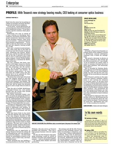 Bruce McWilliams, CEO of Tessera, S.J.  Business Journal
